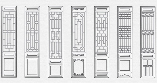 金平常用中式仿古花窗图案隔断设计图