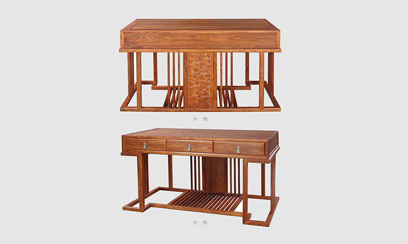 金平 别墅中式家居书房装修实木书桌效果图